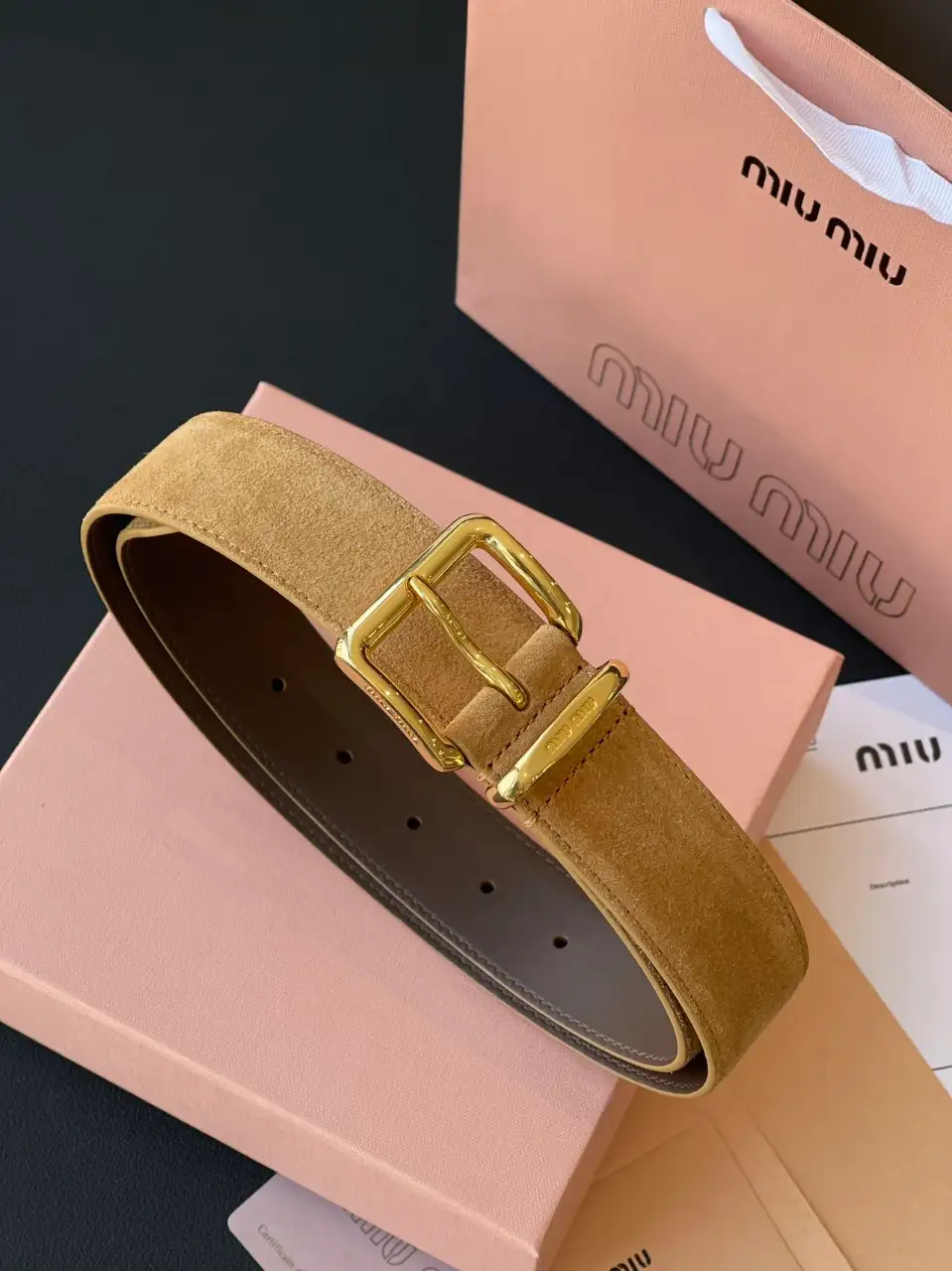 MIU MIU 미우미우 3.5cm 스웨이드 가죽 벨트 이미지 2