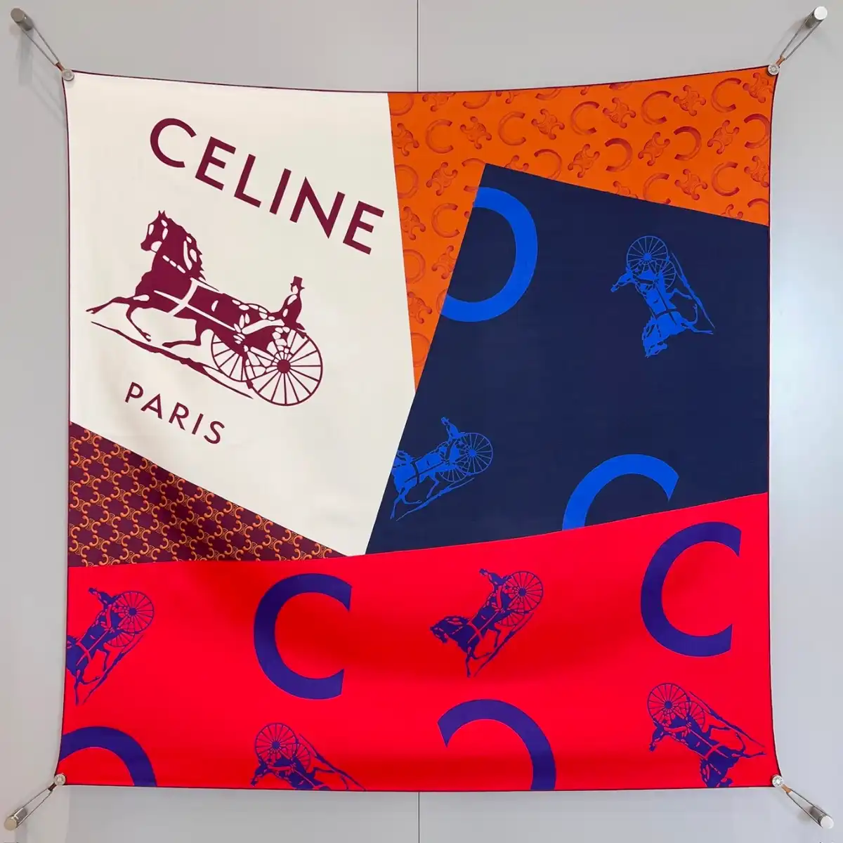 CELINE 셀린느 플래그 스퀘어 실크 스카프 이미지 4