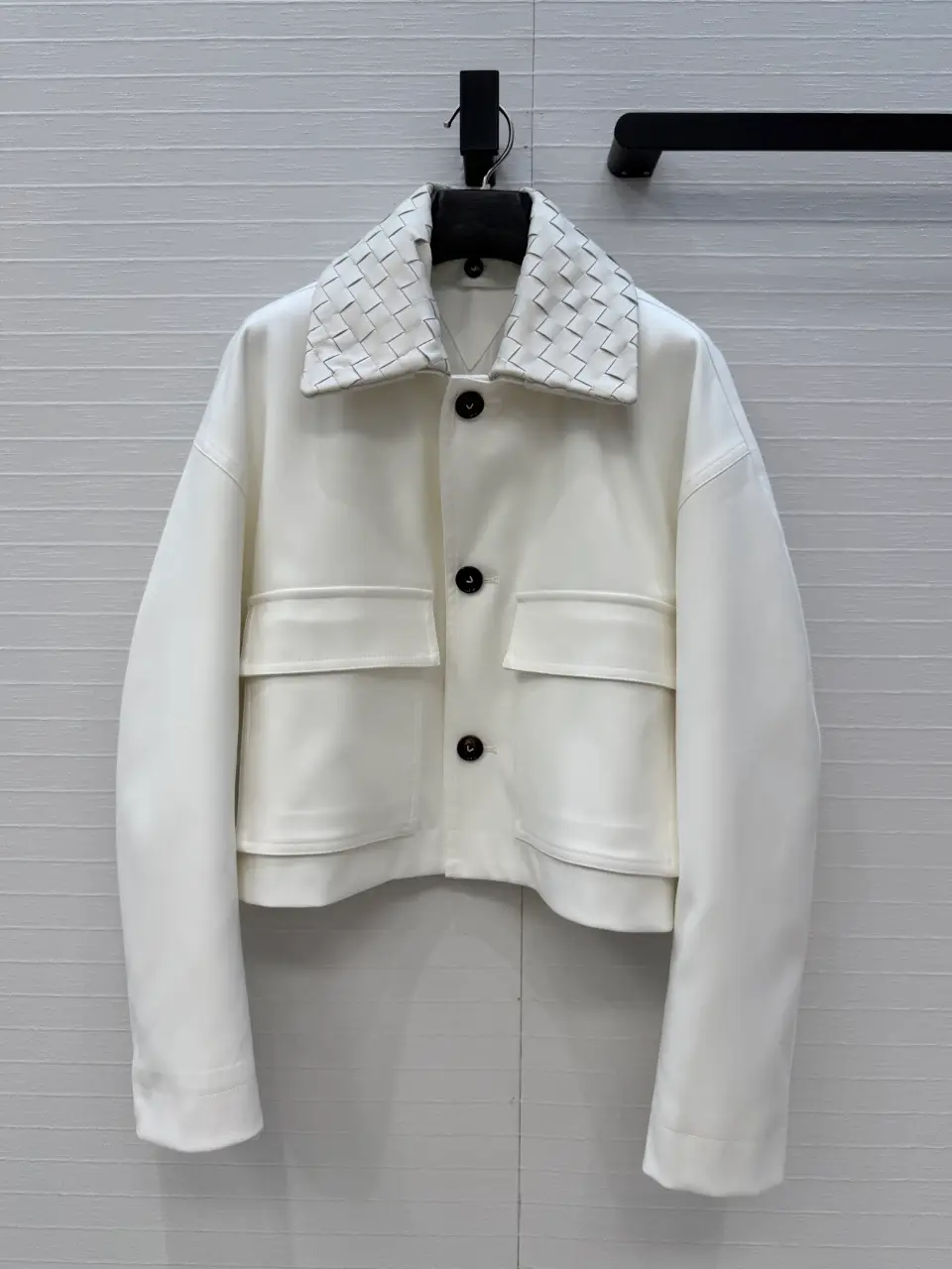 BOTTEGA VENETA 보테가 베네타 크롭 레더 트리밍 울 자켓 이미지 2