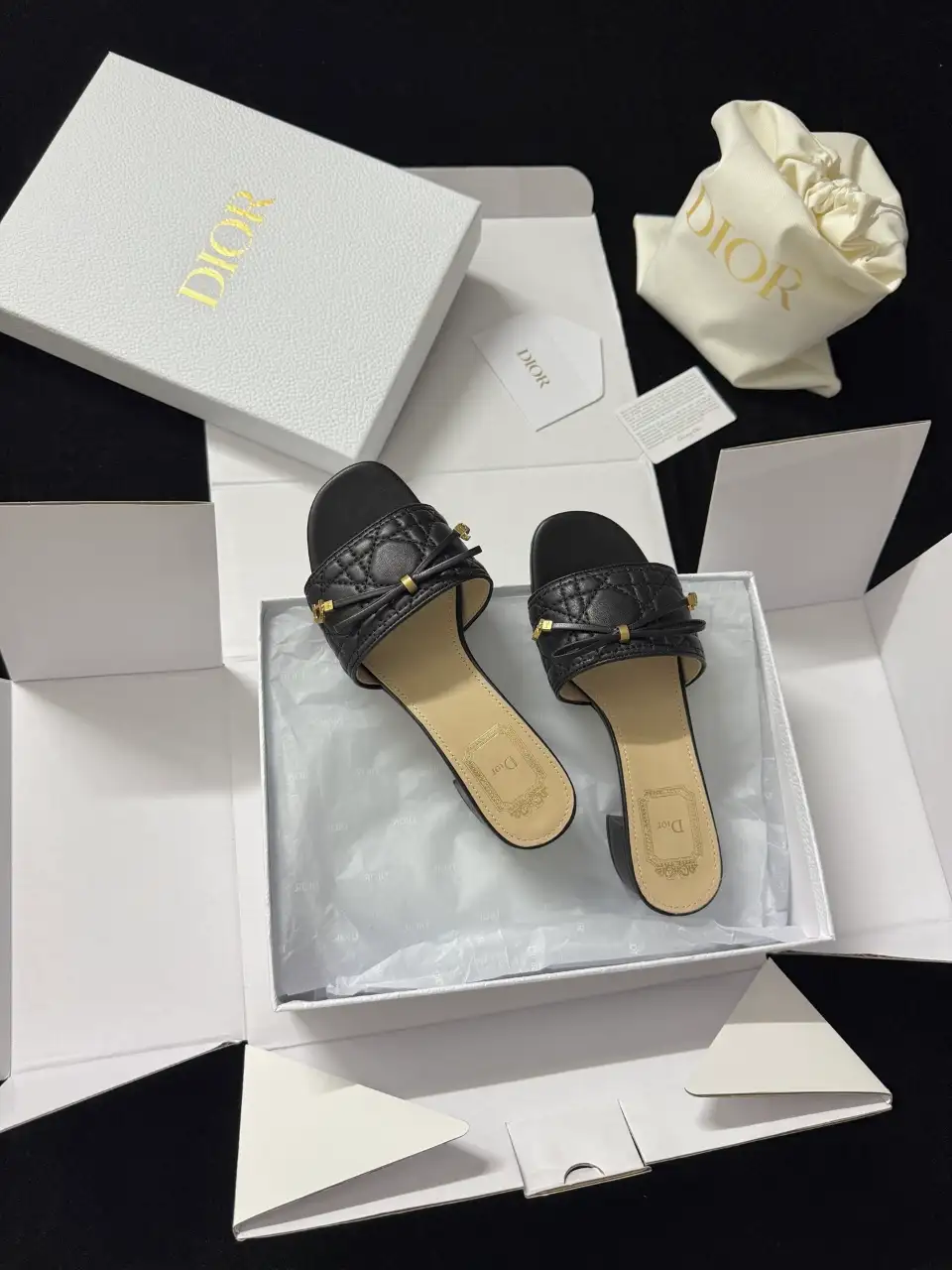 DIOR 디올 까나쥬 힐 슬라이드_블랙 퀼트 까나쥬 램스킨 이미지 3