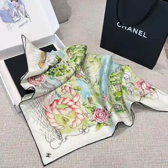 CHANEL 샤넬 크루즈 쇼 스퀘어 스카프 실크 트윌 이미지 2