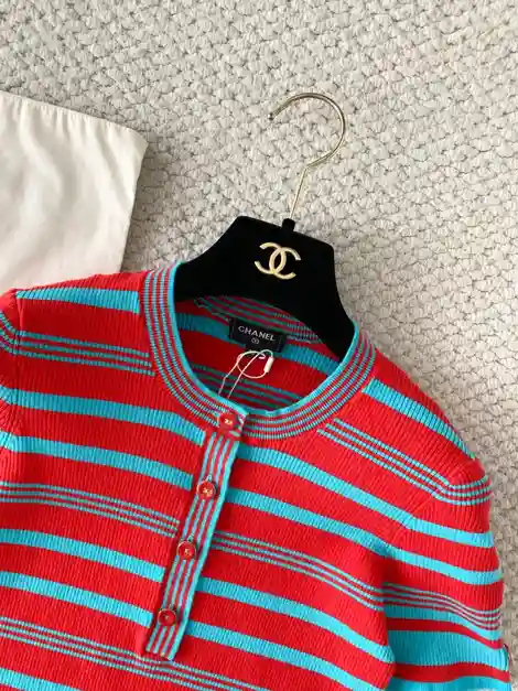 CHANEL 샤넬 26SS 코코 비치 코튼 배색 반팔 티셔츠 이미지 2