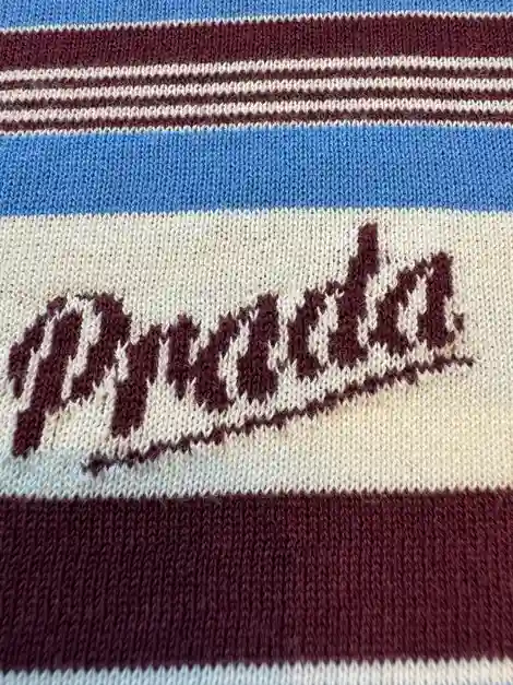 PRADA 프라다 스트라이프 니트 반팔 티셔츠 이미지 4