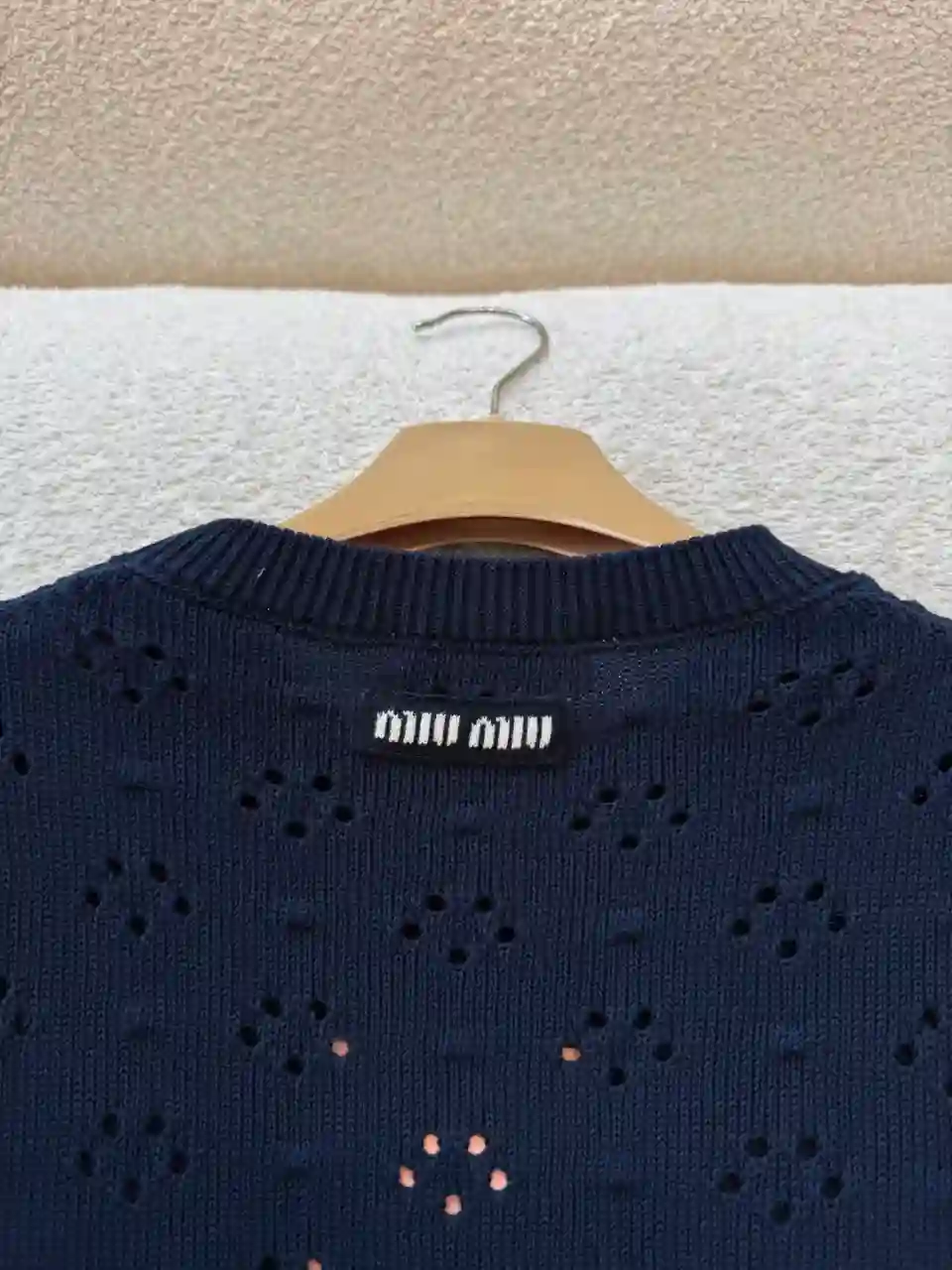 MIU MIU 미우미우 코튼 크루넥 니트 반팔 스웨터 이미지 3