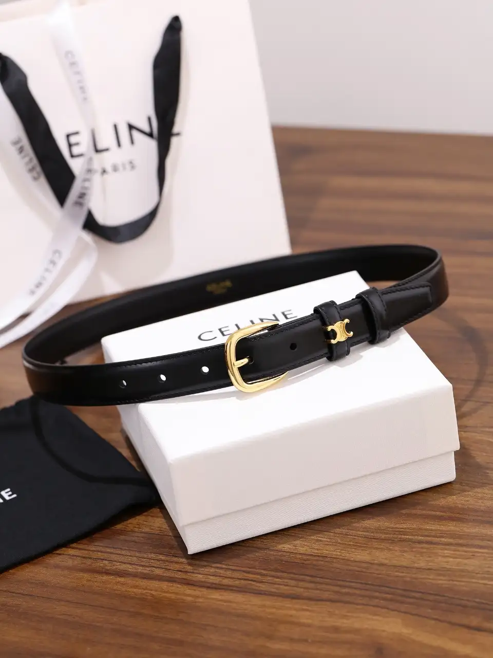 CELINE 셀린느 비비엔느 벨트 토뤼옹 레더 블랙 이미지 2